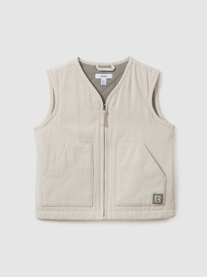 13-14 yrs Cotton Quilted Gilet in Off White (B73156) | US$31