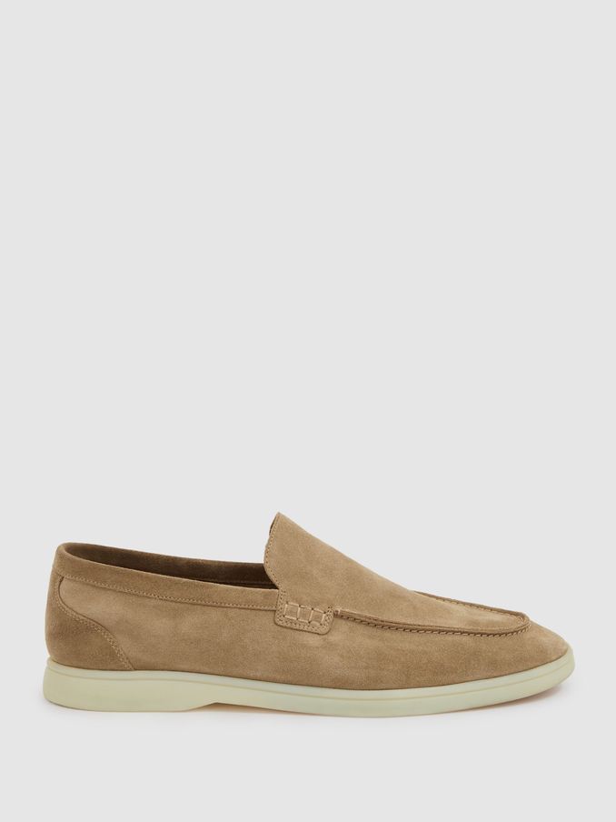 Suede Slip-On Loafers in Light Stone (B73888) | 1,010 SAR