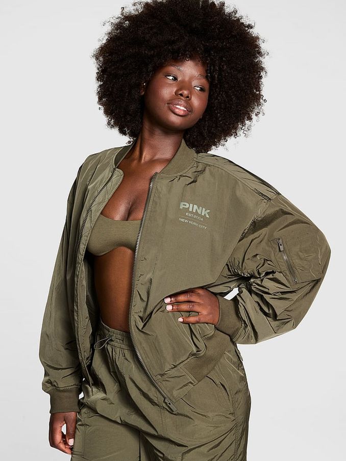 Olive Green Parachute Cargo Bomber Jacket (B74121) | €45