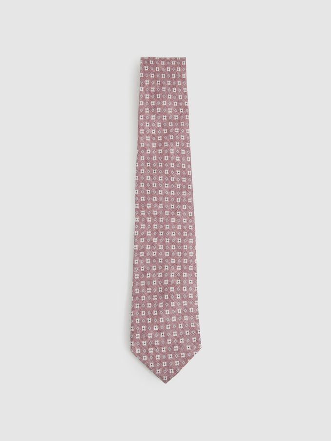 Silk Medallion Print Tie in Dusty Pink (B75690) | €25