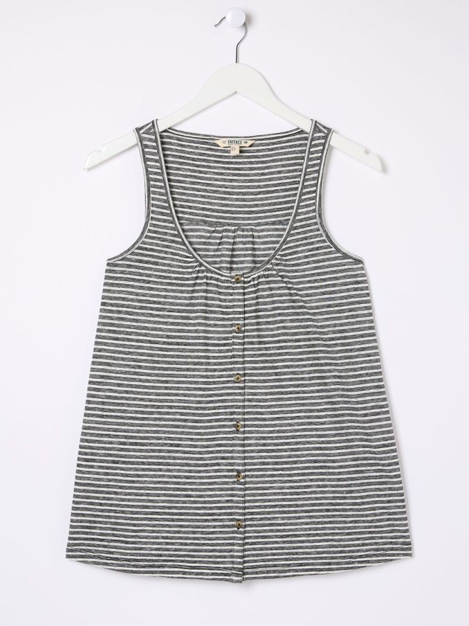 Flora Black Cotton Linen Stripe Vest (B76356) | €18