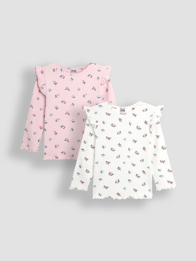 Pink Berry Floral Frill Rib Tops 2 Pack (B78531) | $15