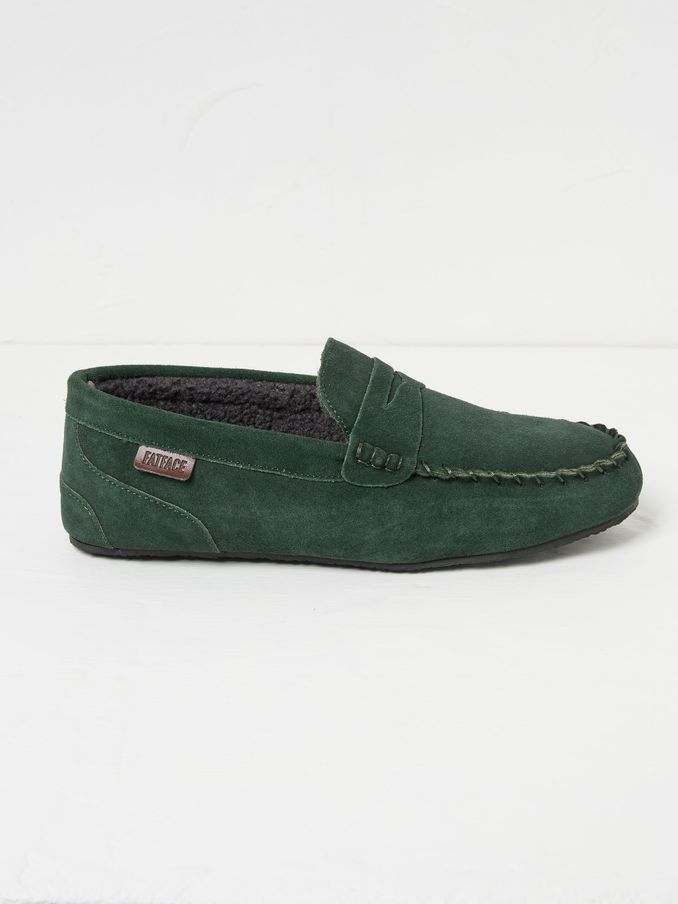 Dark Green Suede Moccasin Slippers (B79153) | €33