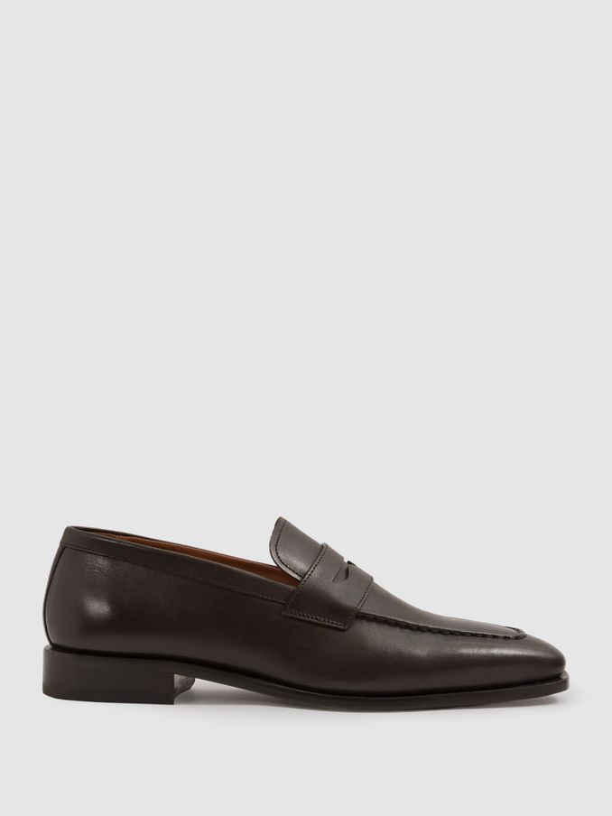 Leather Saddle Loafers in Dark Brown (B79155) | 1,125 SAR