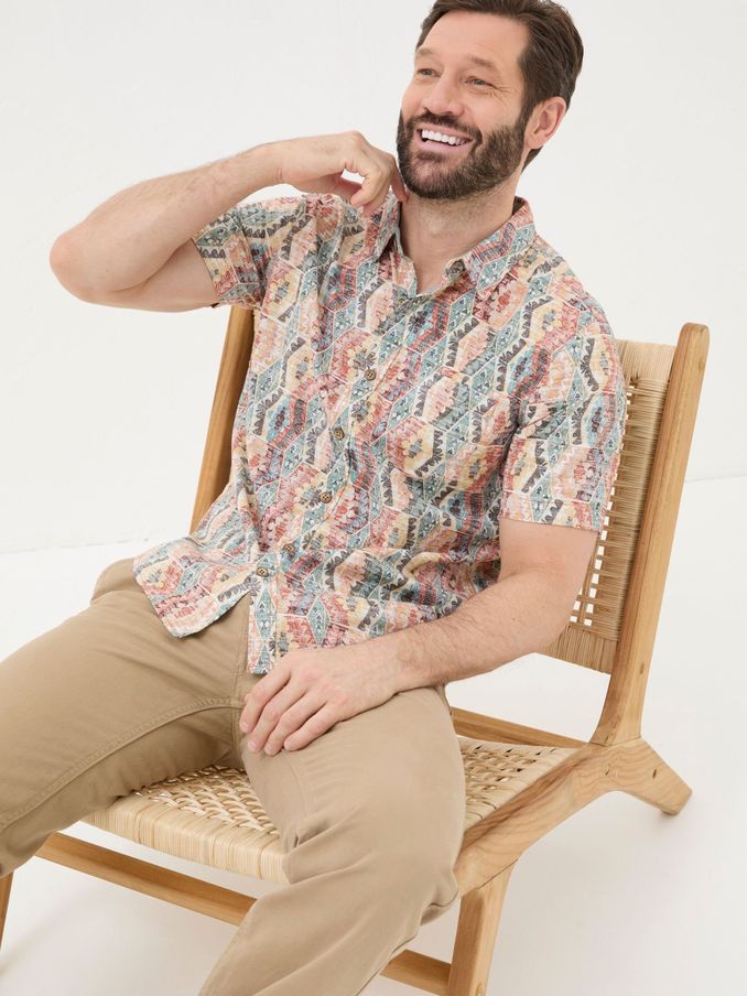 Orange Hexagon Tile Print Shirt (B80021) | €34 - €36
