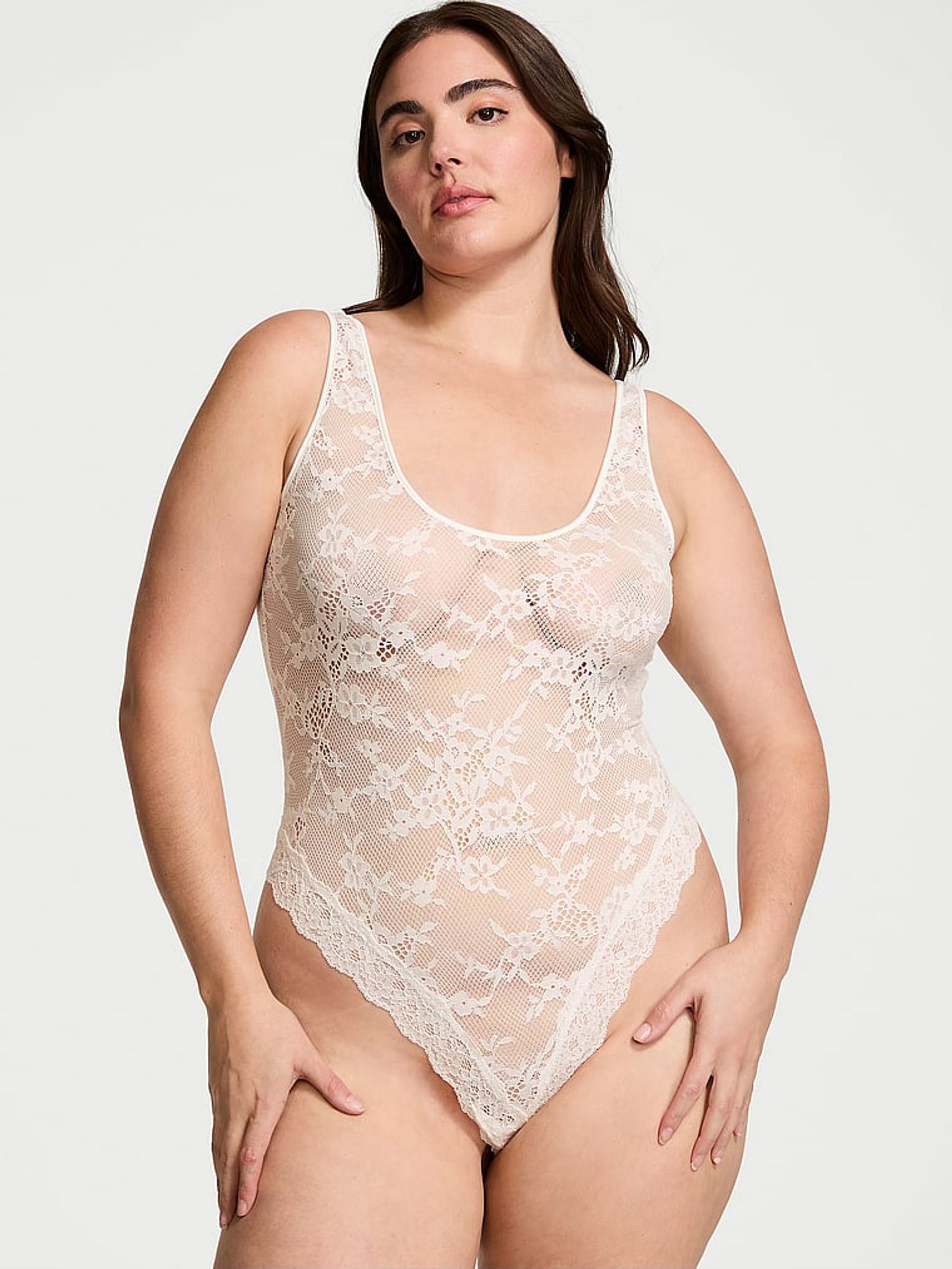 Coconut White Lace Scoop Bodysuit (B80825) | €56