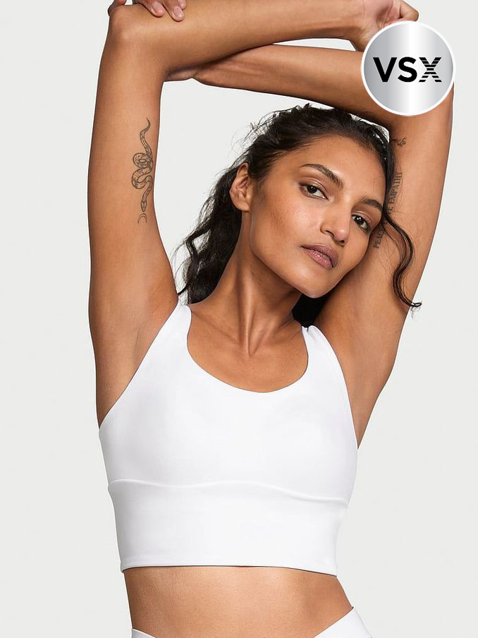White Cross Back Mesh Sports Bra (B81039) | €56