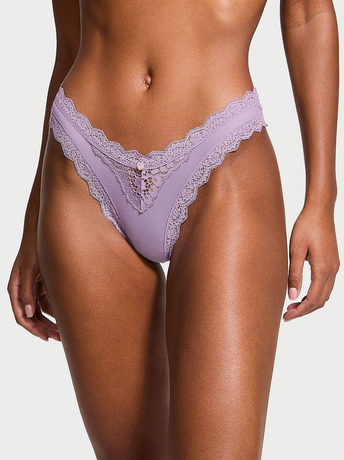 Frozen Plum Purple Lace Trim Brazilian Knickers (B82793) | €7
