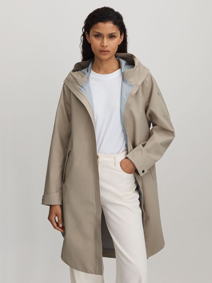 Scandinavian Edition Hooded Cape Raincoat in Khaki (B85945) | US$412