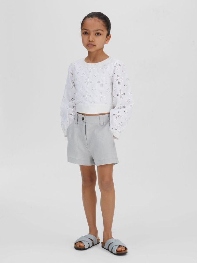 4-9 yrs Linen Loose Fit Shorts in Blue (B87419) | $22