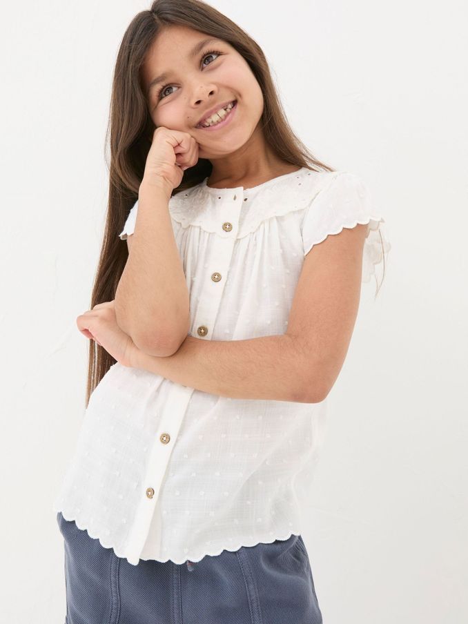 Emily White Embroidered Blouse (B87875) | $22