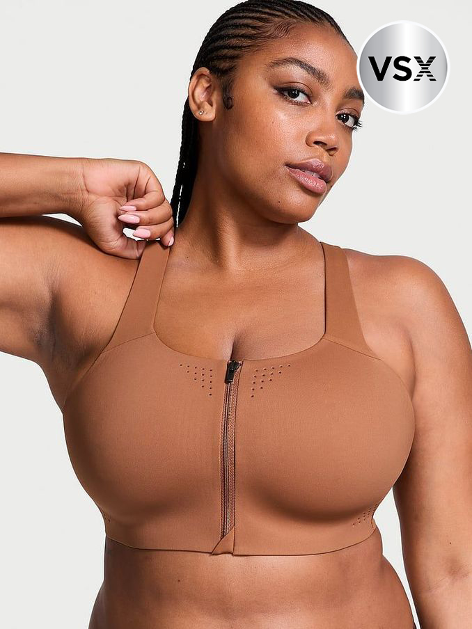 Caramel Brown Front Close Featherweight Max High Support Sports Bra (B88117) | €56