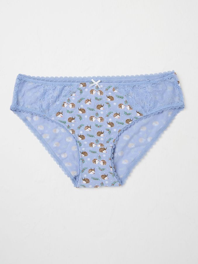 Chambray Blue Festive Hedgehog Mini Knickers (B88151) | €5