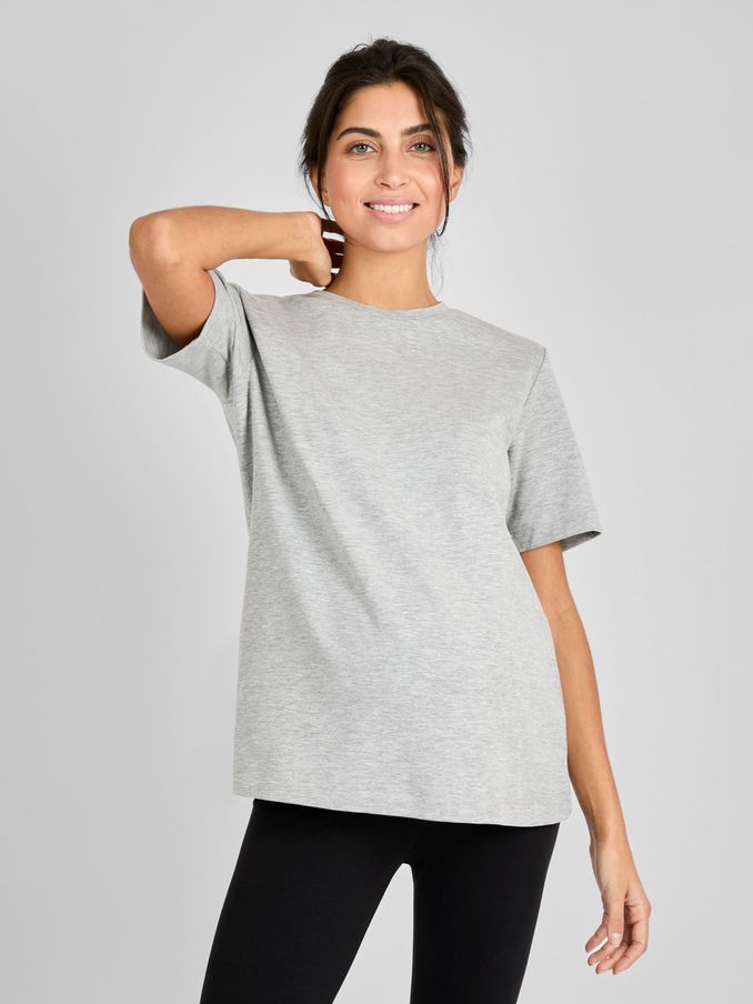 Marl Grey Oversized Boyfriend Maternity T-Shirt (B88192) | $33