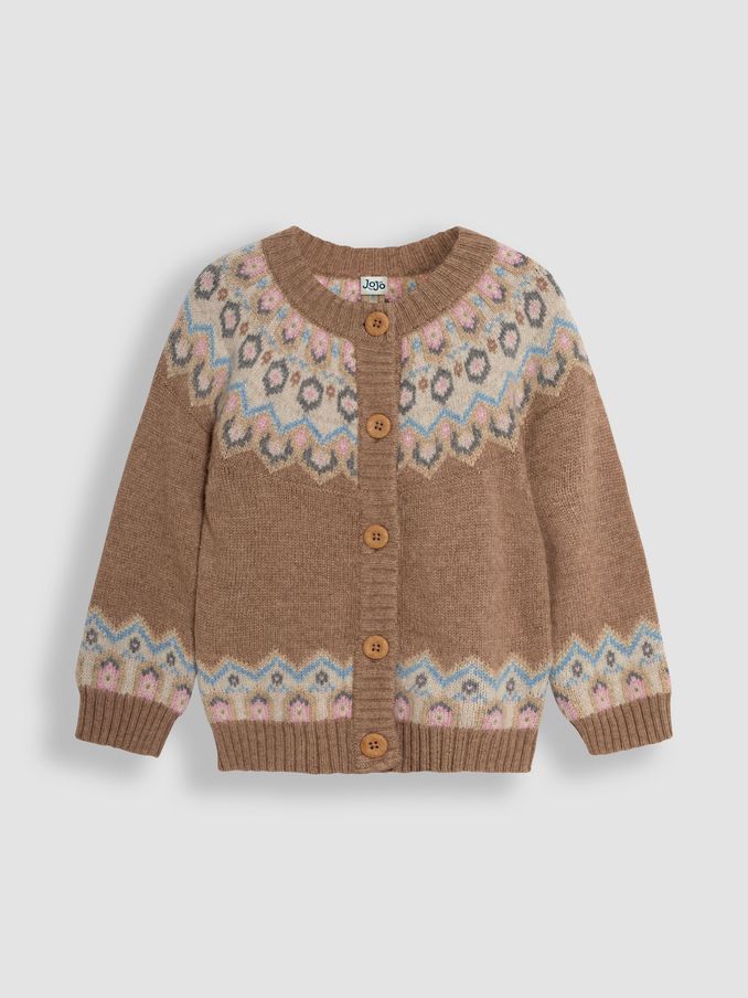 Mocha Fair Isle Pattern Cardigan (B88310) | $21