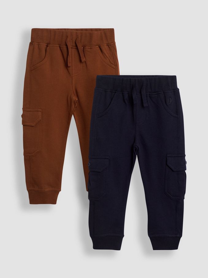 Brown & Navy Blue 2-Pack Cargo Joggers (B88379) | $39
