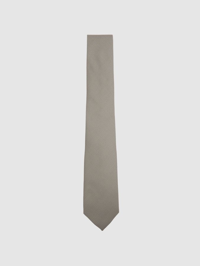 Textured Silk Blend Tie in Light Sage (B89241) | US$75
