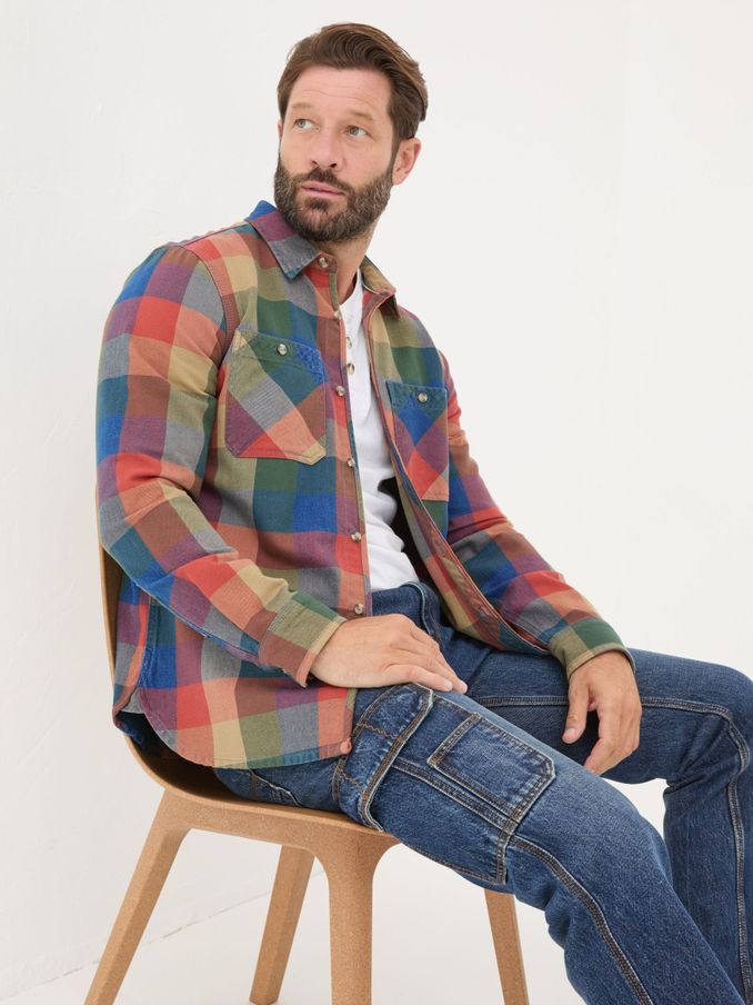 Blue/Orange Rye Buffalo Check Shirt (B89389) | €46