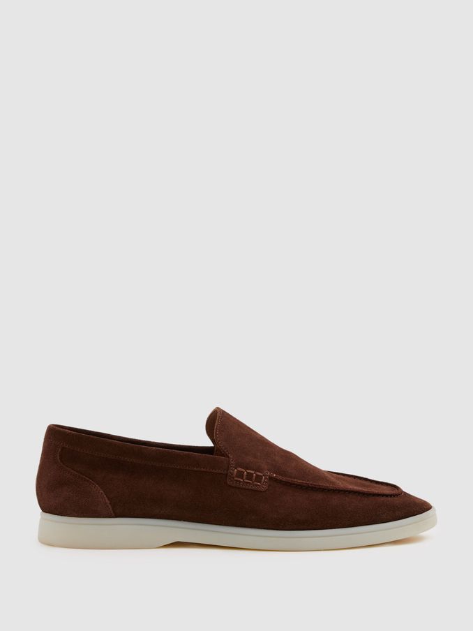 Suede Slip-On Loafers in Dark Brown (B90159) | CA$151