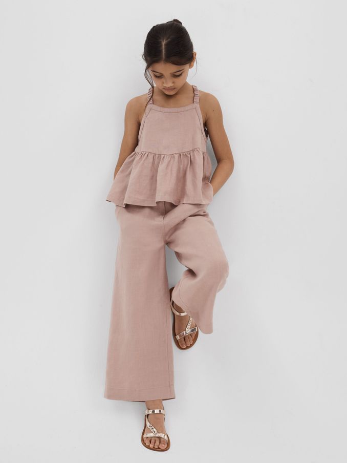 9-13 yrs Linen Peplum Top in Pink (B90488) | €35