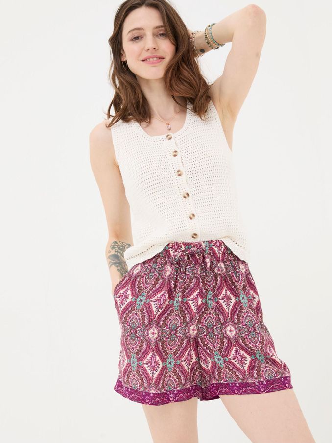 Flippy Purple Detail Paisley Shorts (B90611) | $30