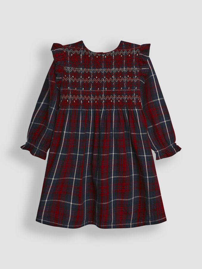 Red Tartan Smocked Dress (B90822) | $28