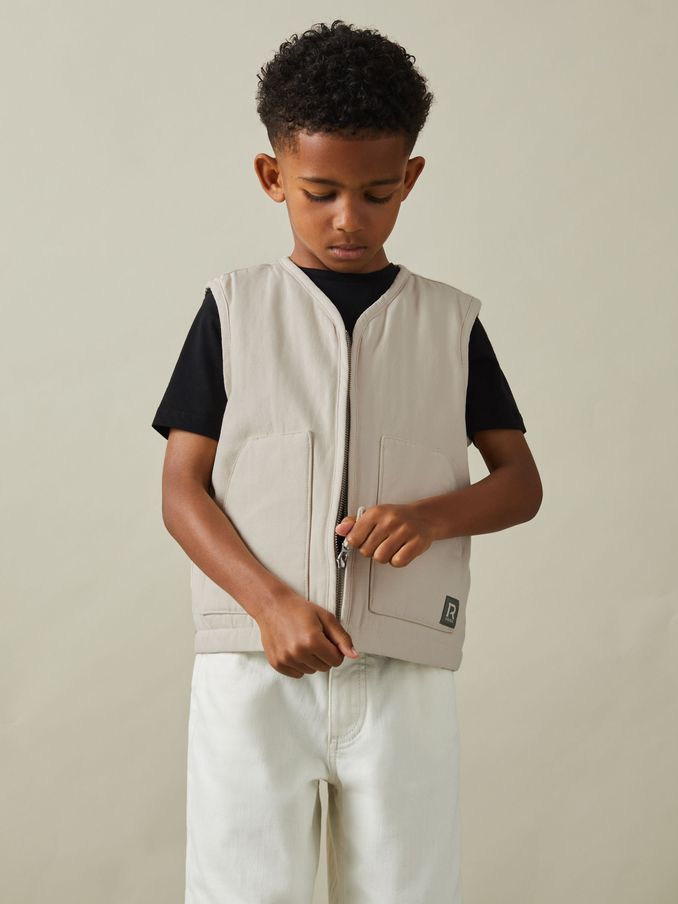 9-13 yrs Cotton Quilted Gilet in Off White (B90869) | US$31