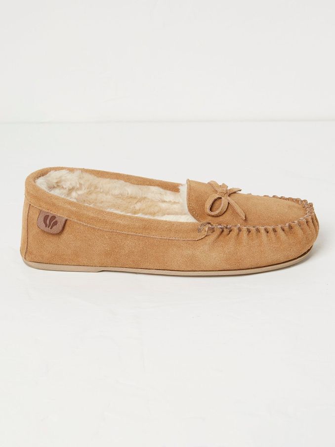Cara Brown Suede Moccasin Slippers (B92278) | €24