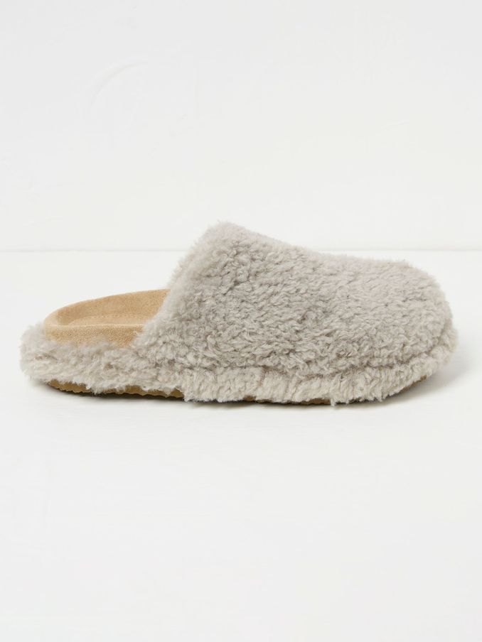 Light Grey Borg House Shoes (B93231) | €26
