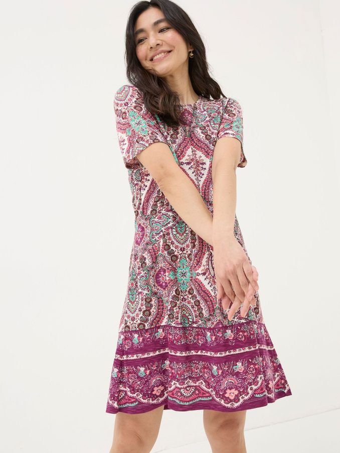 Purple Simone Detail Paisley Jersey Dress (B93699) | €39