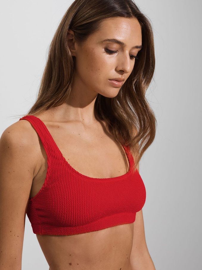 Always Fits Textured Bikini Top in Bright Red (B93967) | US$42