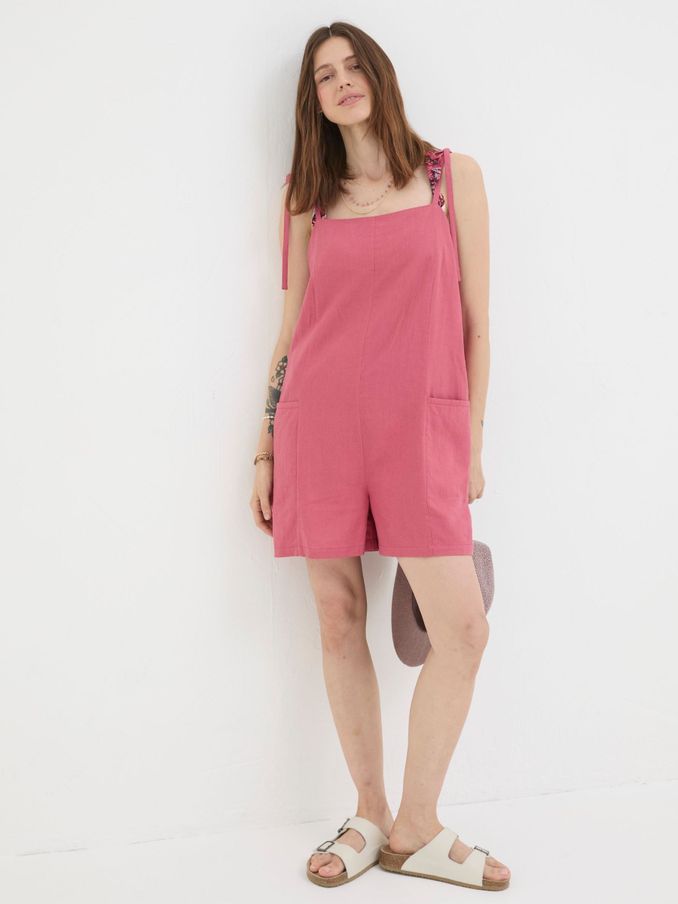 Hallie Pink Linen Blend Playsuit (B94155) | €39