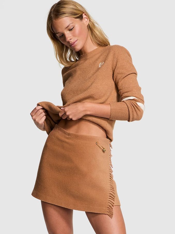 Toffee Brown Fringe Mini Skirt (B94190) | €25