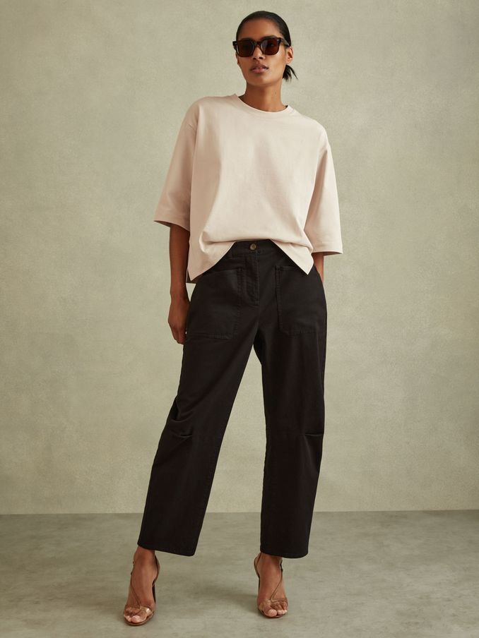 Oversized Cotton Crew Neck T-Shirt in Stone (B94394) | US$28