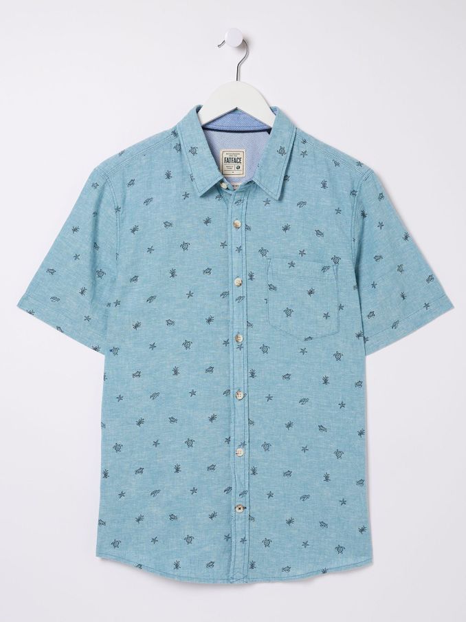 Blue Short Sleeve Turtle Print Shirt (B94881) | €29