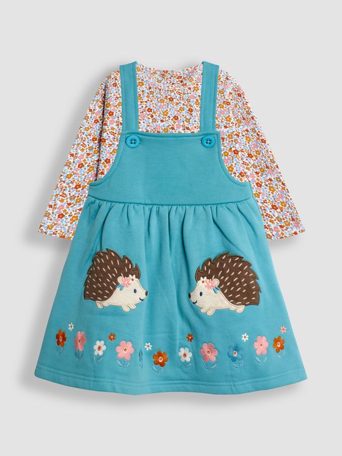 Duck Egg Appliqué Pinafore Dress & Top Set (B95688) | $15