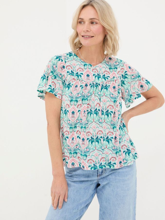Jade Green Mirrored Paisley Top (B96800) | $36