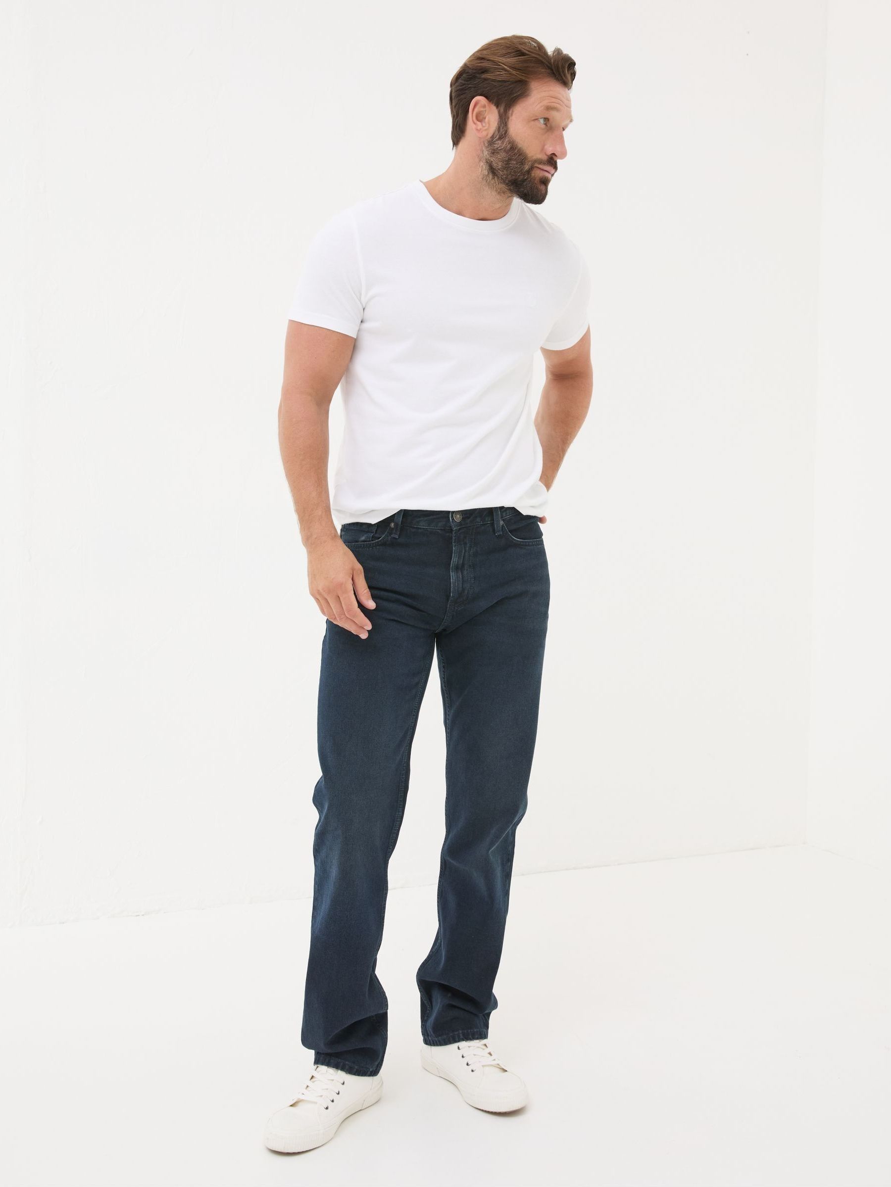 Denim Dark Blue Straight Fit Jeans (B96917) | $92