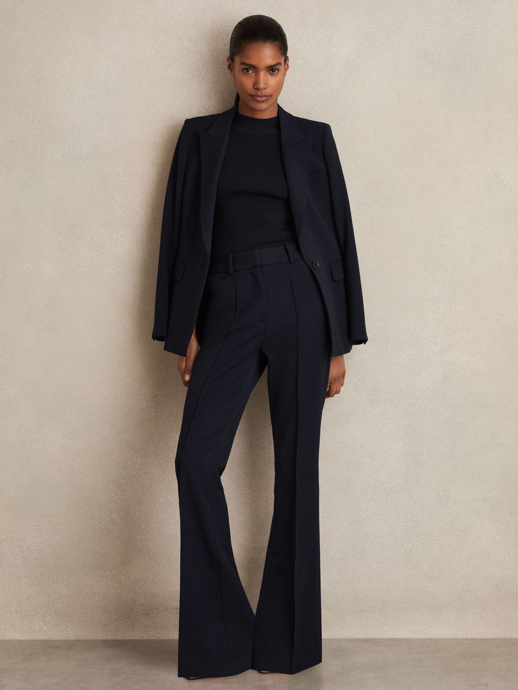 Flared Suit Trousers in Navy (B96972) | US$180
