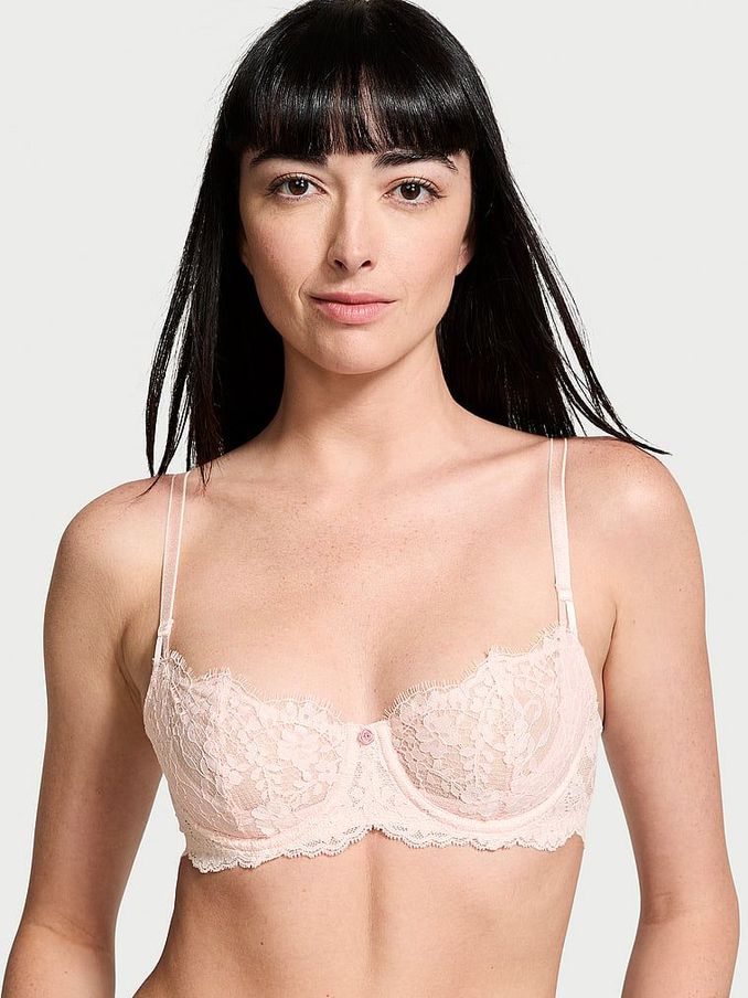 Purest Pink Unlined Balcony Lace Bra (B97647) | €52