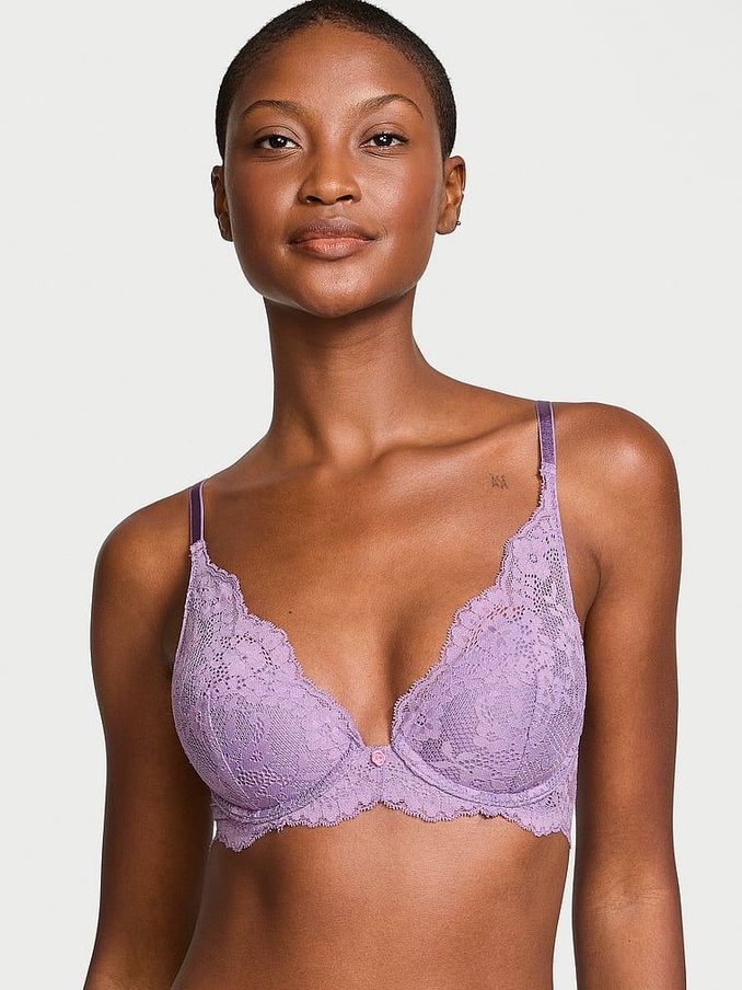 Frozen Plum Purple Lace Half Pad Plunge Bra (B98210) | €20