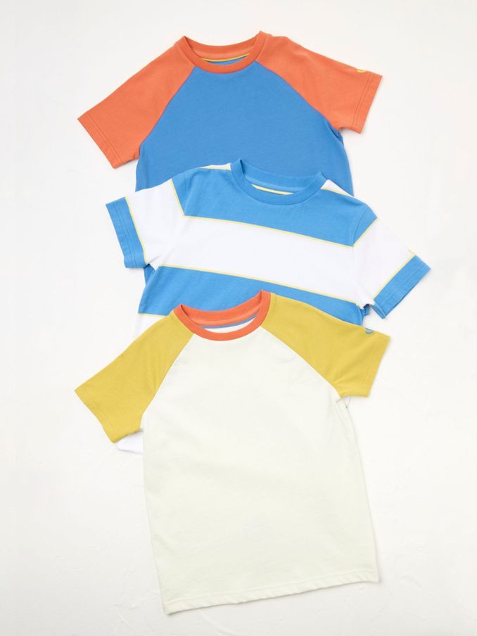 White/Blue 100% Cotton Short Sleeve T-Shirts 3 Pack (B98242) | $19