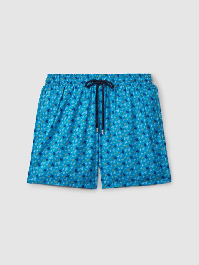 Vilebrequin Foldable Turtle Print Swim Shorts in Bleu Hawai (B98614) | CA$445