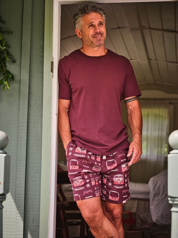 Dark Red VW Print PJ Shorts (B98766) | $27