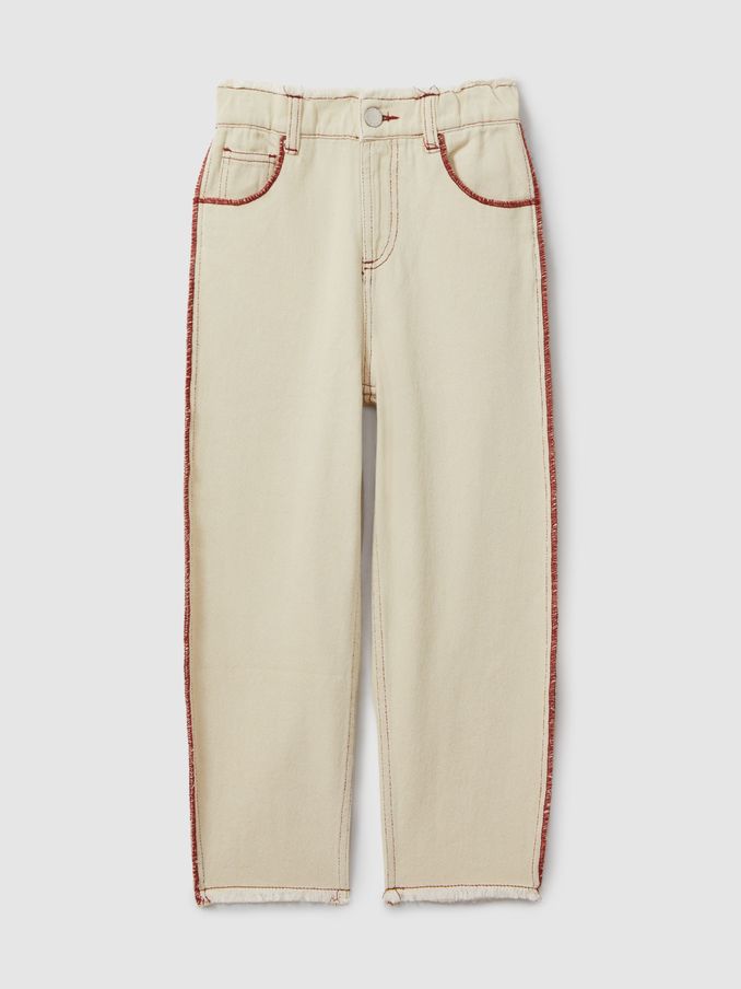 Jean à ourlet effiloché avec surpiqûres contrastées 13-14 ans, écru (B98779) | 35 €