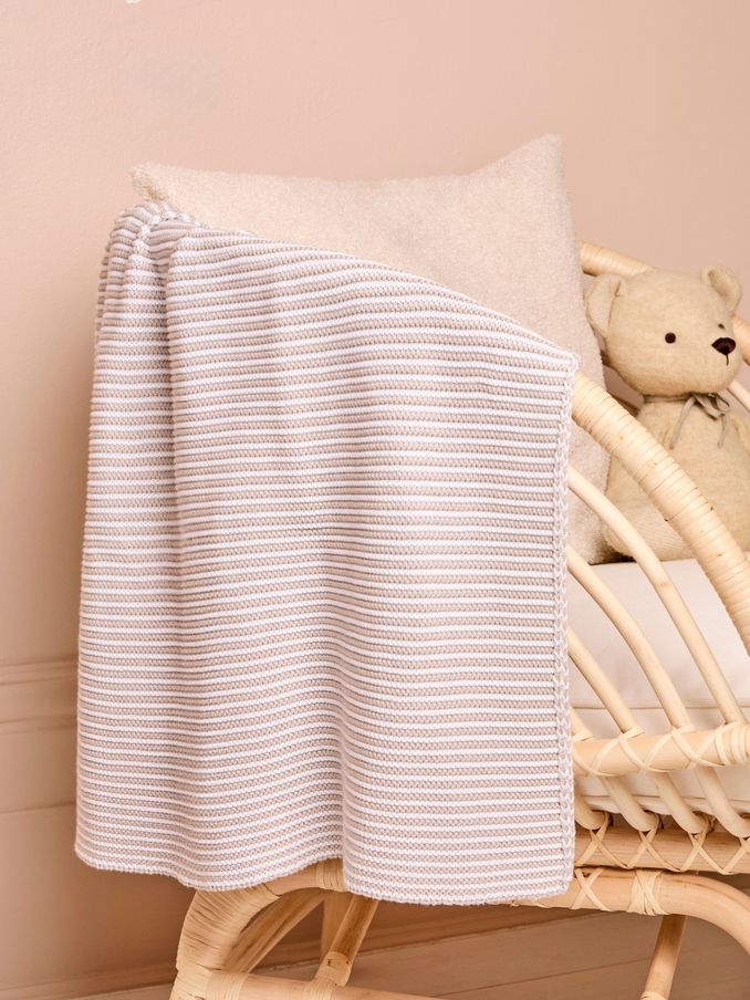 Knitted Stripe Blanket Grey (B98938) | $45