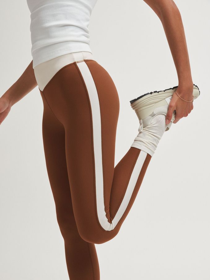 The Upside High Rise Colourblock Leggings in Chestnut (B98950) | US$80