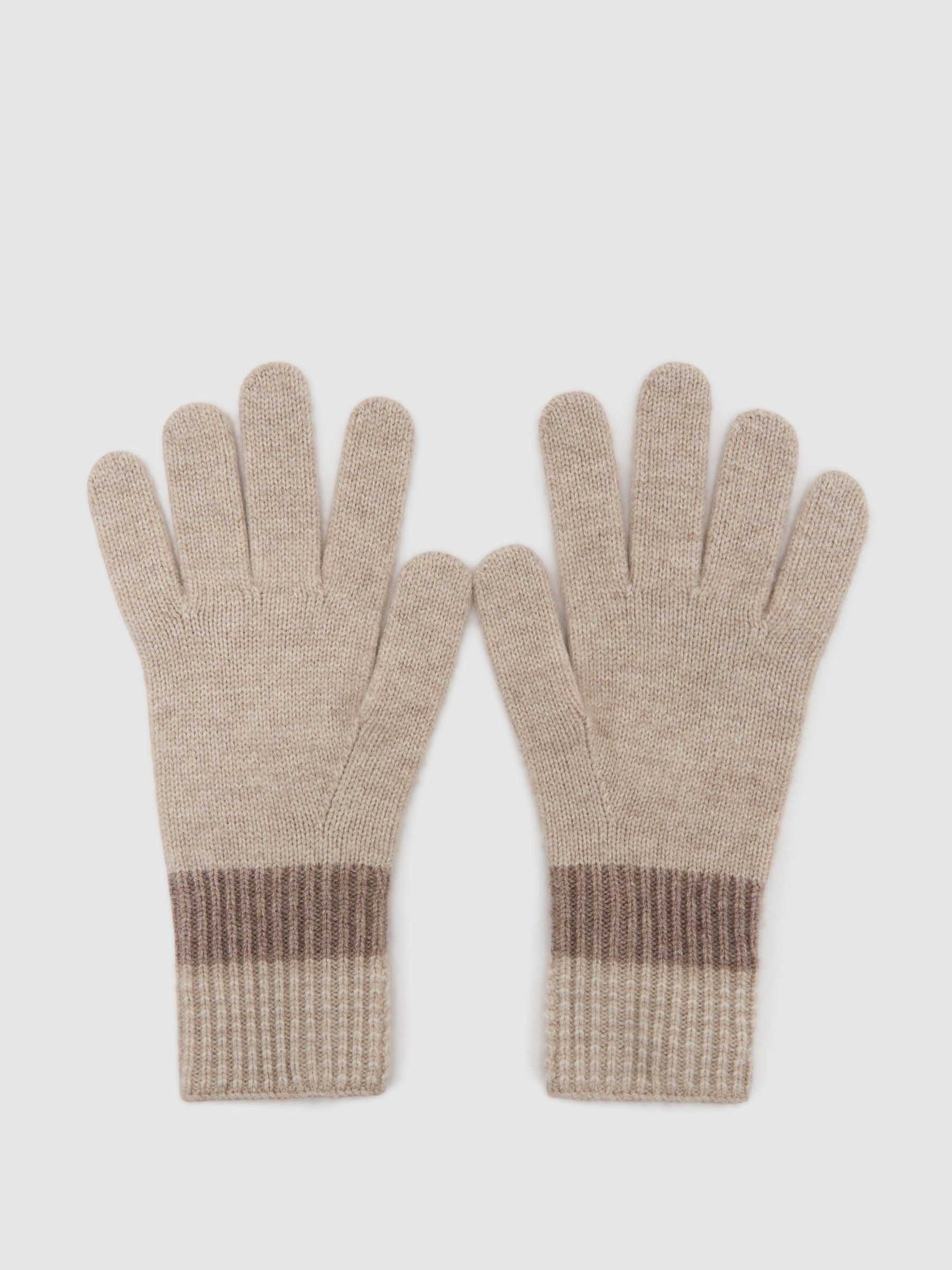 لون محايد - Wool-blend Knitted Gloves With Cashmere