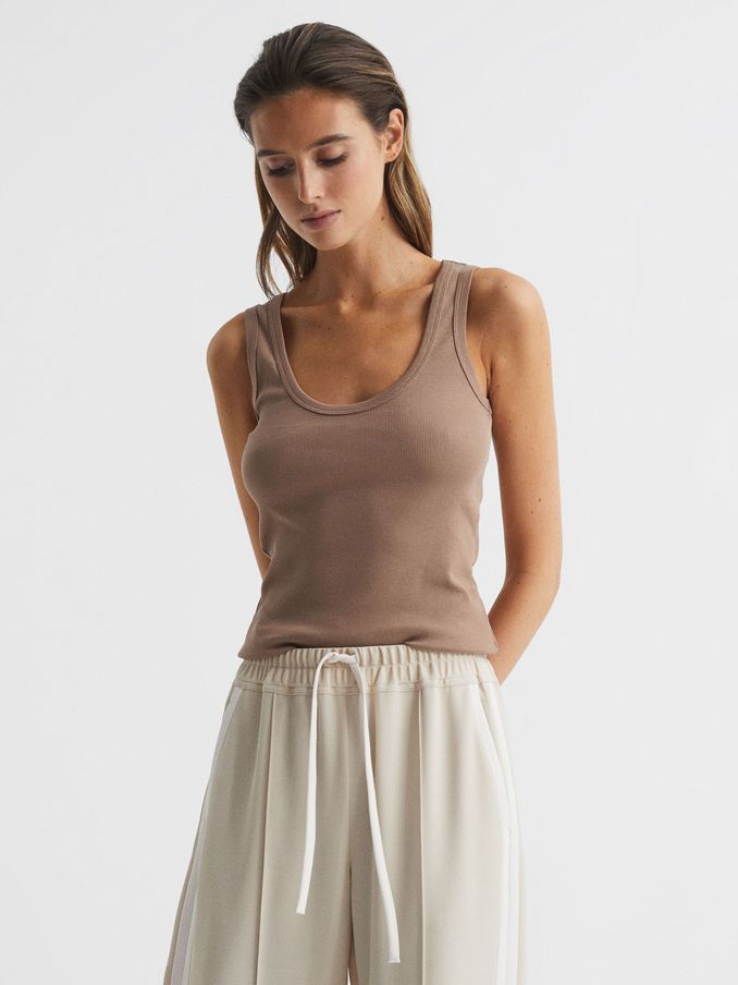 Violet Mocha Scoop Neck Jersey Vest Top (C02284) | €27