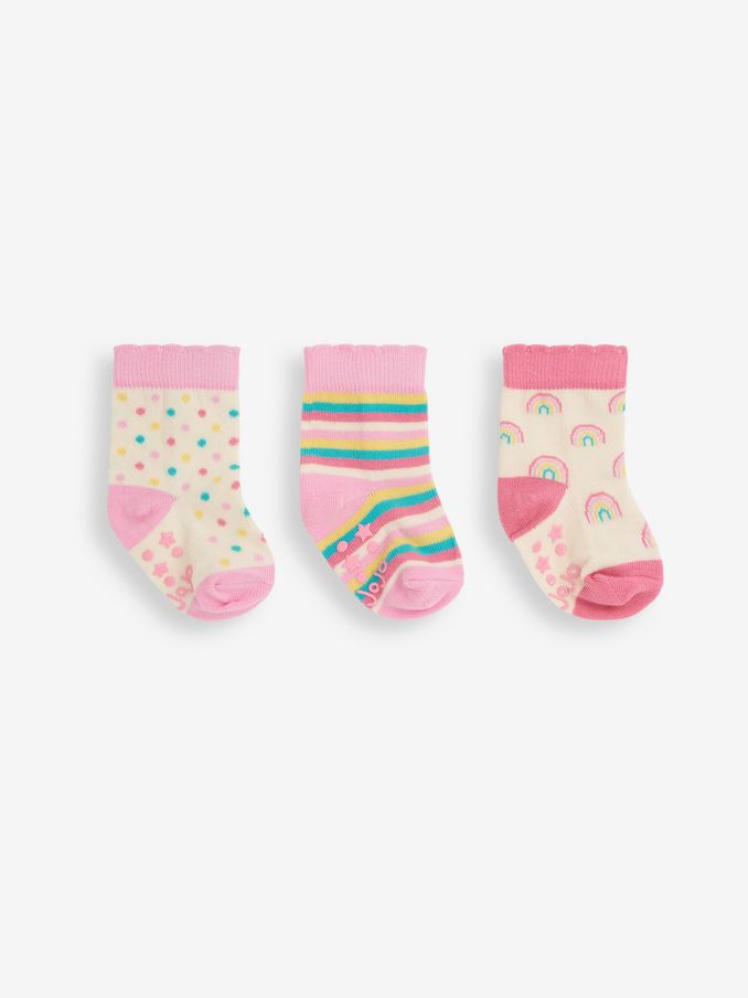 Pink Girls' Rainbow 3-Pack Socks (C03718) | $10